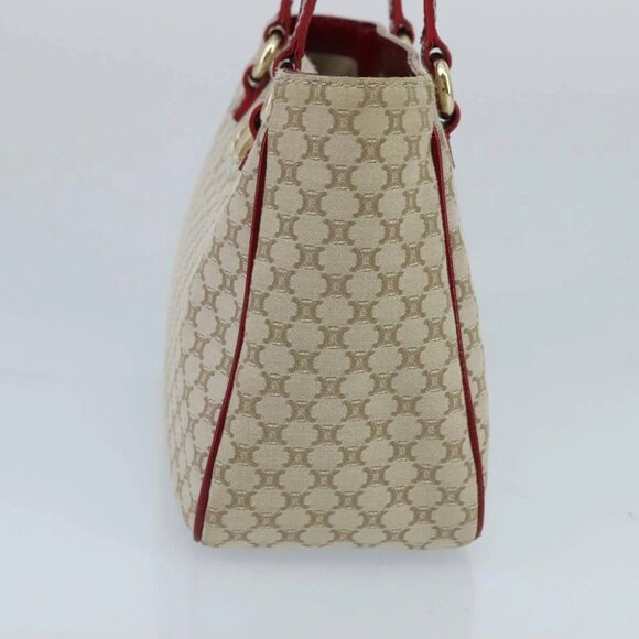 CELINE Macadam Canvas Hand Bag Beige Gold Auth 98068V - Picture 4 of 16